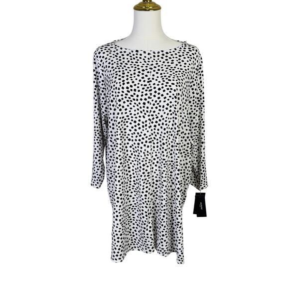 Alfani Elements Printed 3 4 Sleeve Tunic Top US Women's 0X Plus - Picture 1 of 9